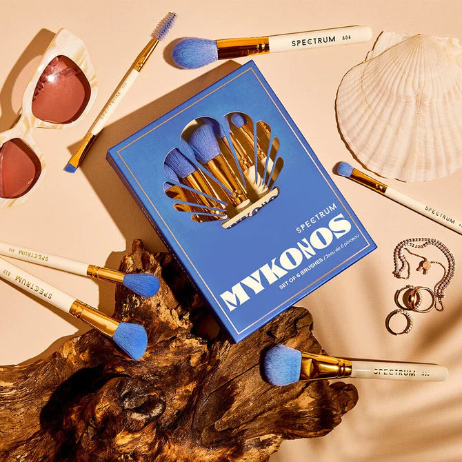 Mykonos 6 Piece Travel Book Makeup Brush Set