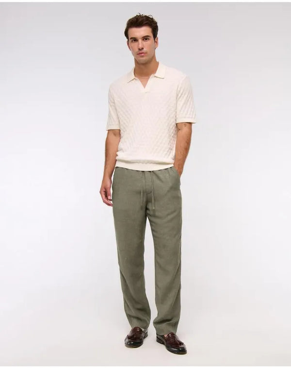 Pantalones sin cierres de corte holgado y sartorial de mezcla de lino
